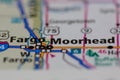 05-17-2021 Portsmouth, Hampshire, UK, Fargo Moorhead Minnesota USA shown on a Geography map or road map Royalty Free Stock Photo