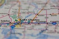 05-13-2021 Portsmouth, Hampshire, UK, Lake Charles Louisiana USA Shown on a Geography map or road map