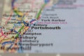 05-14-2021 Portsmouth, Hampshire, UK, Portsmouth Maine USA shown on a Geography map or road map