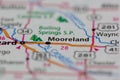 06-15-2021 Portsmouth, Hampshire, UK, Mooreland Oklahoma USA shown on a Geography map or road map Royalty Free Stock Photo