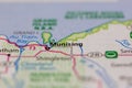 05-14-2021 Portsmouth, Hampshire, UK, Munising Michigan USA shown on a Geography map or road map
