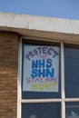 08/09/2020 Portsmouth, Hampshire, UK a picture in a window saying protect the NHS supporting the NHS during the coronavirus or