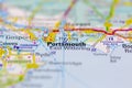 03-16-2021 Portsmouth, Hampshire, UK Portsmouth Shown on a geography map or road map