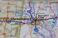 05-13-2021 Portsmouth, Hampshire, UK, Shreveport Louisiana USA Shown on a Geography map or road map