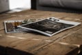 06/06/2019 Portsmouth, Hampshire, UK A stack of magazines laid out on a wooden coffee table Royalty Free Stock Photo