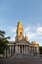 07/22/2020 Portsmouth, Hampshire, UK sunlight hitting the clock tower of Portsmouth Guildhall