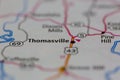 04-28-2021 Portsmouth, Hampshire, UK, Thomasville Alabama USA shown on a geography map or road map