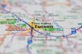 04-26-2021 Portsmouth, Hampshire, UK Tucson Arizona USA and surrounding areas Shown on a road map or Geography map Royalty Free Stock Photo