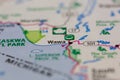 08-18-2021 Portsmouth, Hampshire, UK, Wawa Ontario Canada shown on a road map or Geography map Royalty Free Stock Photo