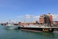 Portsmouth harbour with warships