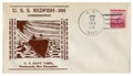 Portsmouth, New Hampshire, The USA  - 12 April 1944: US historical envelope: cover with cachet USS Redfish - 395, commissioned U.S Royalty Free Stock Photo