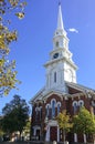 North Church of Portsmouth Decorated with Famous Scarecrow of the Port for Halloween Royalty Free Stock Photo