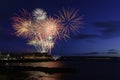 Portstewart red sails fireworks Royalty Free Stock Photo