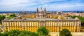 Portugal: aerial top view of the Royal Convent and Palace of Mafra, palace and monastery next to Lisbon