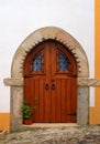 Portugal, Alentejo, Castelo de Vide. Medieval stone doorway.