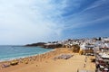 Portugal. Algarve. Cityscape of the seaside old town of Albufeira with city beach