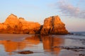 Portugal, Algarve, PortimÃÂ£o, Praia do Vau. Sandy beach and cliffs. Royalty Free Stock Photo