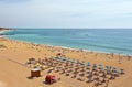 Portugal. Algarve. Top view on city beach at old town of Albufeira