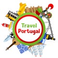 Portugal background design. Portuguese national traditional symbols and objects