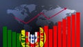 Portugal bar chart graph with ups and downs, increasing values, concept of economic recovery and business improving, businesses