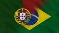 Portugal and Brazil Crumpled Fabric Flag Intro. Royalty Free Stock Photo