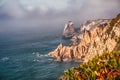 Portugal cabo da roca and Ursa beach location with stunning scenic view of cliff rocks at atlantic ocean coast line