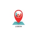 Lisbon city skyline shape logo icon illustration Royalty Free Stock Photo