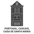 Portugal, Cascais, Casa De Santa Maria travel landmark vector illustration