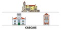 Portugal, Cascais flat landmarks vector illustration. Portugal, Cascais line city with famous travel sights, skyline