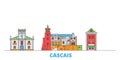 Portugal, Cascais line cityscape, flat vector. Travel city landmark, oultine illustration, line world icons