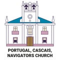 Portugal, Cascais, Navigators Church travel landmark vector illustration