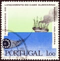 PORTUGAL - CIRCA 1970: A stamp printed in Portugal shows Great Eastern laying cable, circa 1970.