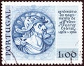 PORTUGAL - CIRCA 1969: A stamp printed in Portugal shows Pedro Alvares Cabral from medallion, circa 1969.