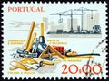 PORTUGAL - CIRCA 1978: A stamp printed in Portugal shows hand tools and building sit, circa 1978.
