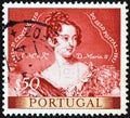 PORTUGAL - CIRCA 1953: A stamp printed in Portugal shows Queen Maria II, circa 1953.