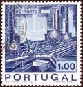 PORTUGAL - CIRCA 1970: A stamp printed in Portugal shows Distillation Plant and Pipelines, circa 1970.