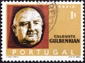 PORTUGAL - CIRCA 1965: A stamp printed in Portugal shows oil industry pioneer and philanthropist Calouste Gulbenkian, circa 1965.