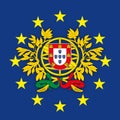 Portugal coat of arms on the European Union flag