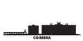 Portugal, Coimbra city skyline isolated vector illustration. Portugal, Coimbra travel black cityscape