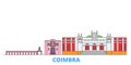 Portugal, Coimbra line cityscape, flat vector. Travel city landmark, oultine illustration, line world icons