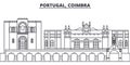 Portugal, Coimbra line skyline vector illustration. Portugal, Coimbra linear cityscape with famous landmarks, city