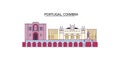 Portugal, Coimbra tourism landmarks, vector city travel illustration