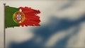 Portugal 3D tattered waving flag illustration on Flagpole. Royalty Free Stock Photo