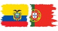 Portugal and Ecuador grunge flags connection vector Royalty Free Stock Photo