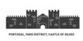 Portugal, Faro District, Castle Of Silves, travel landmark vector illustration