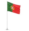 Portugal flag on a flagpole white background 3D illustration Royalty Free Stock Photo