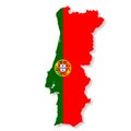 Portugal flag map with clipping path