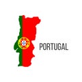 Portugal flag map. The flag of the country in the form of borders. Stock vector illustration isolated on white background Royalty Free Stock Photo