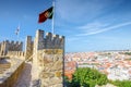 Lisbon Castle Flag Royalty Free Stock Photo
