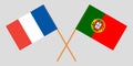 Portugal and France. The Portuguese and French flags. Official colors. Correct proportion. Vector